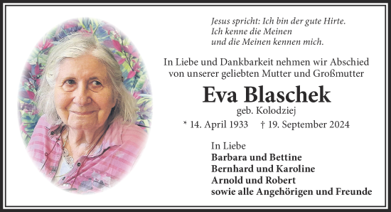Traueranzeige von Eva Blaschek von Gelnhäuser Neue Zeitung