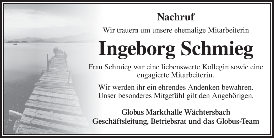 Traueranzeige von Ingeborg Schmieg von Mittelhessen-Bote