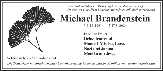 Traueranzeige von Michael Brandenstein von Mittelhessen-Bote