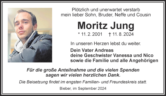 Traueranzeige von Moritz Jung von Gelnhäuser Neue Zeitung