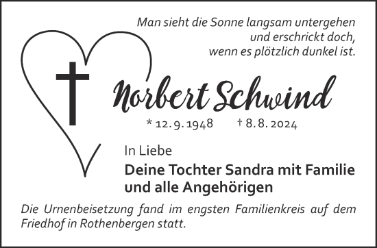 Traueranzeige von Norbert Schwind von Gelnhäuser Neue Zeitung