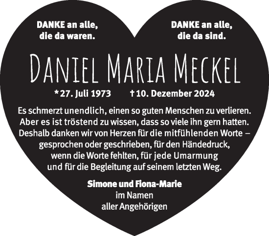 Traueranzeige von Daniel Maria Meckel von Gelnhäuser Neue Zeitung