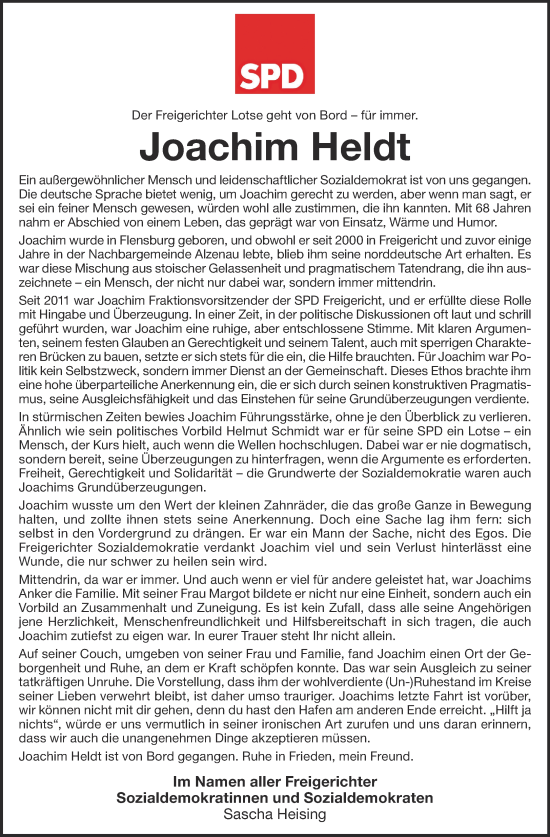 Traueranzeige von Joachim Heldt von Gelnhäuser Neue Zeitung