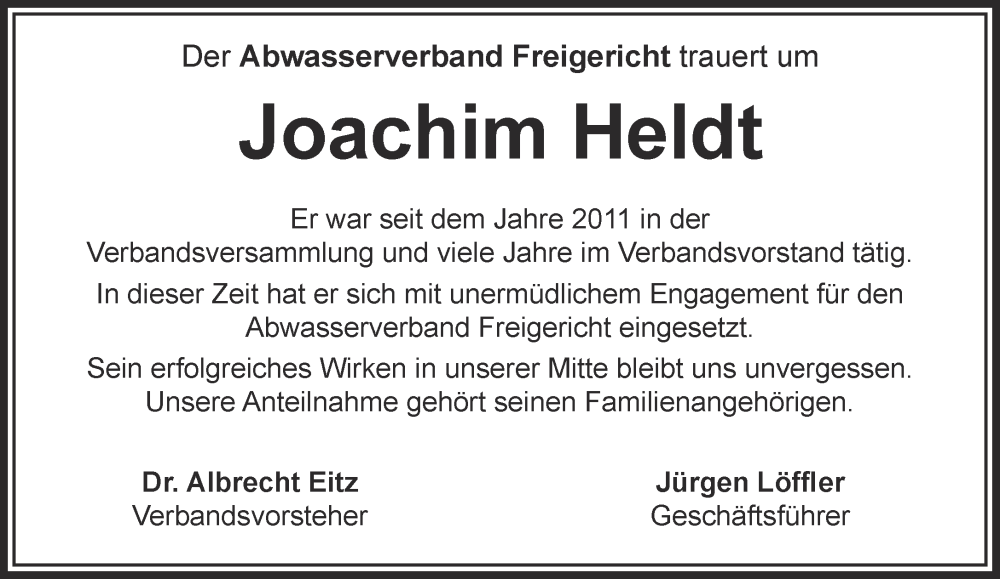  Traueranzeige für Joachim Heldt vom 18.01.2025 aus Gelnhäuser Neue Zeitung
