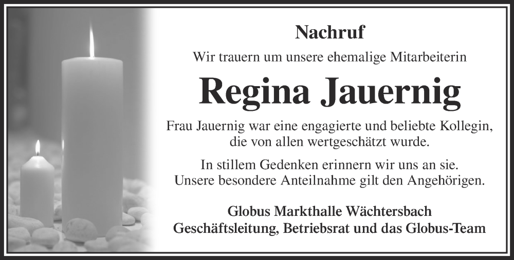  Traueranzeige für Regina Jauernig vom 11.01.2025 aus Mittelhessen-Bote