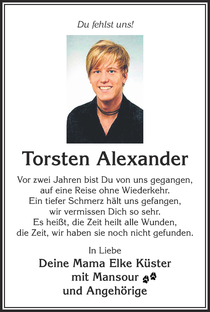  Traueranzeige für Torsten Alexander vom 25.01.2025 aus Mittelhessen-Bote
