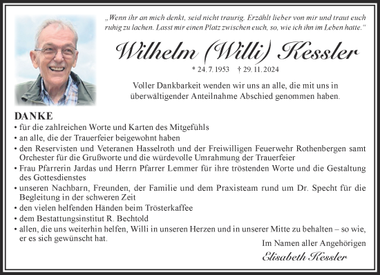 Traueranzeige von Wilhelm Kessler von Gelnhäuser Neue Zeitung