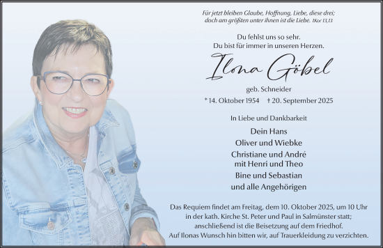 Traueranzeige von Ilona Göbel von Mittelhessen-Bote