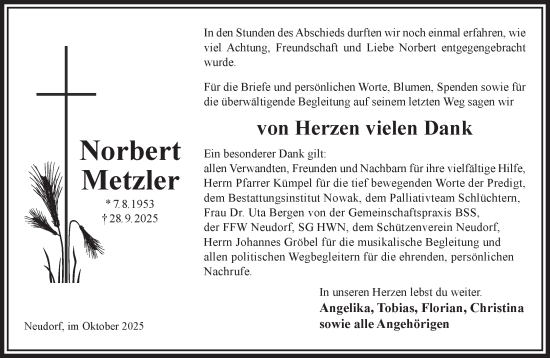 Traueranzeige von Norbert Metzler von Gelnhäuser Neue Zeitung