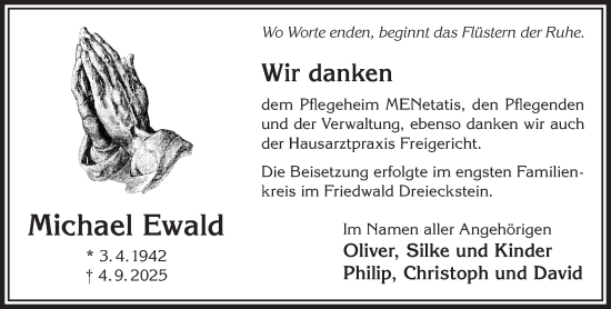 Traueranzeige von Michael Ewald von Gelnhäuser Neue Zeitung