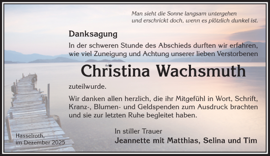 Traueranzeige von Christina Wachsmuth von Gelnhäuser Neue Zeitung