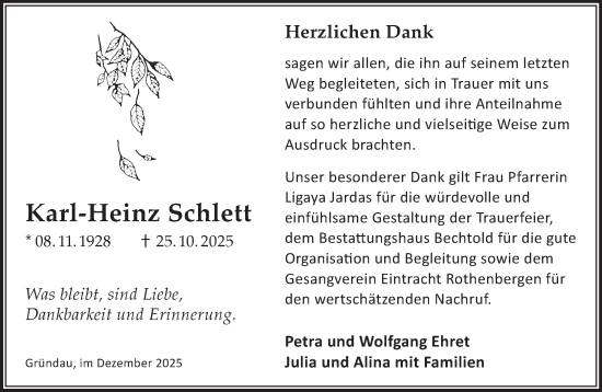 Traueranzeige von Karl-Heinz Schlett von Gelnhäuser Neue Zeitung