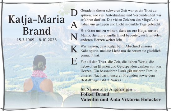Traueranzeige von Katja-Maria Brand von Gelnhäuser Neue Zeitung