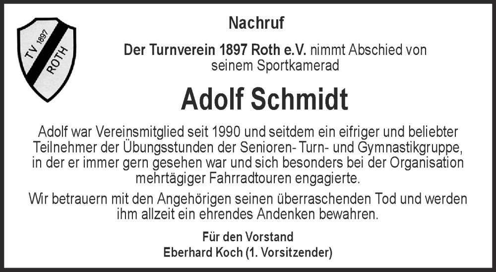  Traueranzeige für Adolf Schmidt vom 15.02.2025 aus Mittelhessen-Bote