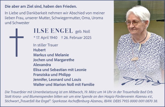 Traueranzeige von Ilse Engel von Gelnhäuser Neue Zeitung