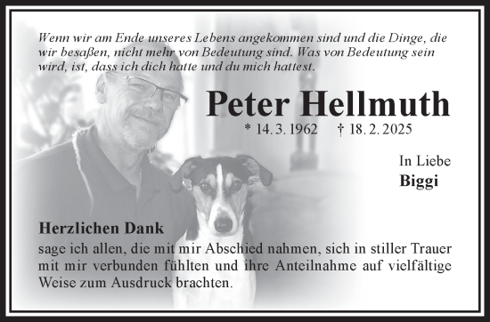 Traueranzeige von Peter Hellmuth von Gelnhäuser Neue Zeitung