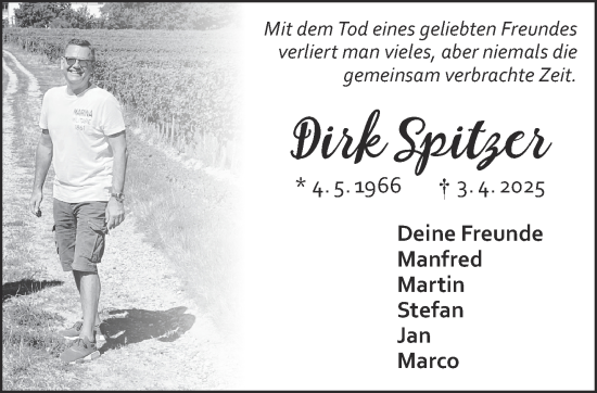 Traueranzeige von Dirk Spitzer von Gelnhäuser Neue Zeitung