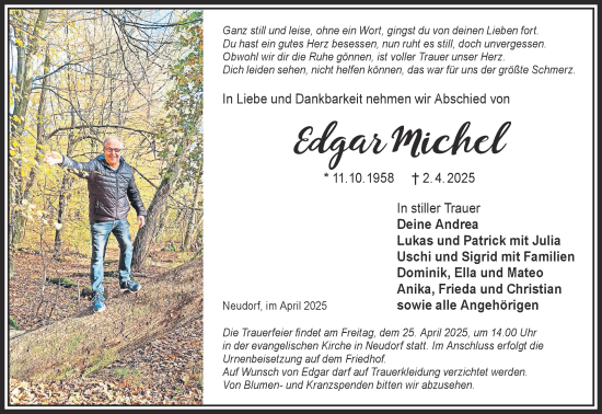 Traueranzeige von Edgar Michel von Gelnhäuser Neue Zeitung
