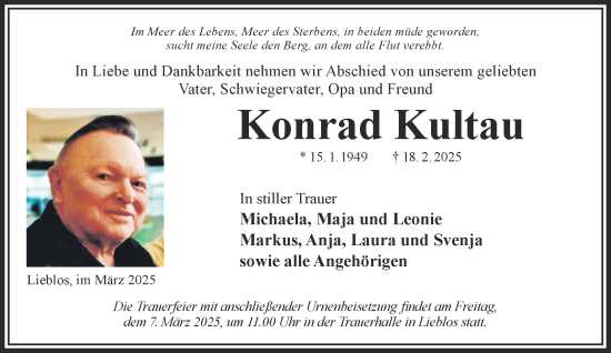 Traueranzeige von Konrad Kultau von Gelnhäuser Neue Zeitung