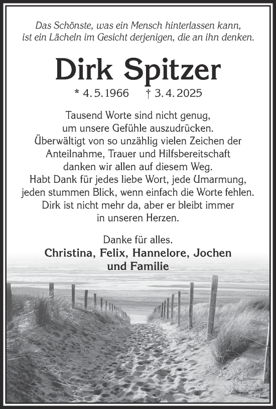 Traueranzeige von Dirk Spitzer von Gelnhäuser Neue Zeitung