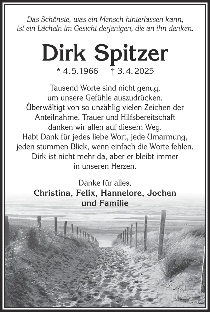  Traueranzeige für Dirk Spitzer vom 10.05.2025 aus Gelnhäuser Neue Zeitung