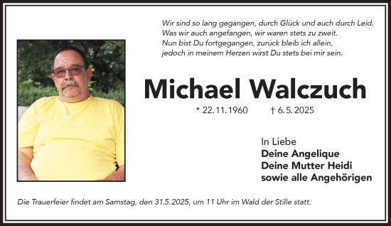 Traueranzeige von Michael Walczuch von Gelnhäuser Neue Zeitung