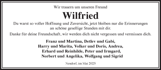 Traueranzeige von Wilfried  von Gelnhäuser Neue Zeitung