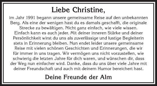 Traueranzeige von Christine  von Gelnhäuser Neue Zeitung