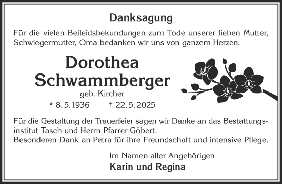 Traueranzeige von Dorothea Schwammberger von Gelnhäuser Neue Zeitung