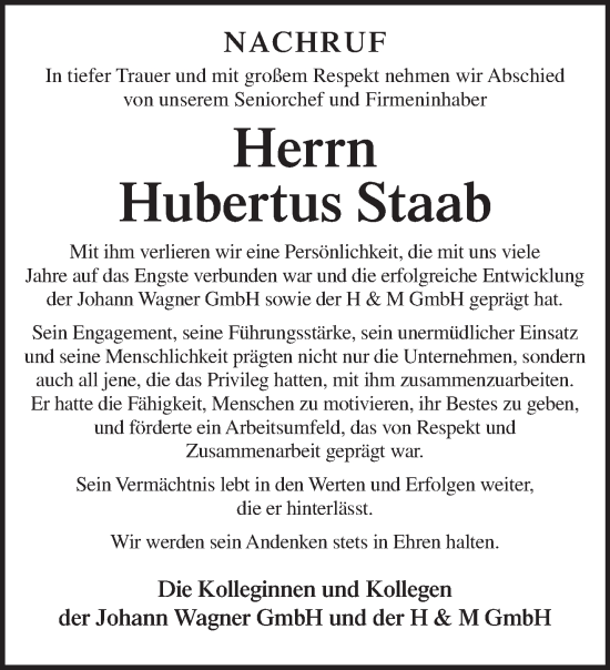 Traueranzeige von Hubertus Staab von Gelnhäuser Neue Zeitung