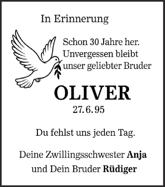 Traueranzeige von Oliver  von Gelnhäuser Neue Zeitung