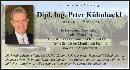 Traueranzeige von Peter Kühnhackl von Gelnhäuser Neue Zeitung