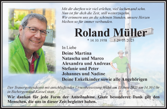 Traueranzeige von Roland Müller von Gelnhäuser Neue Zeitung