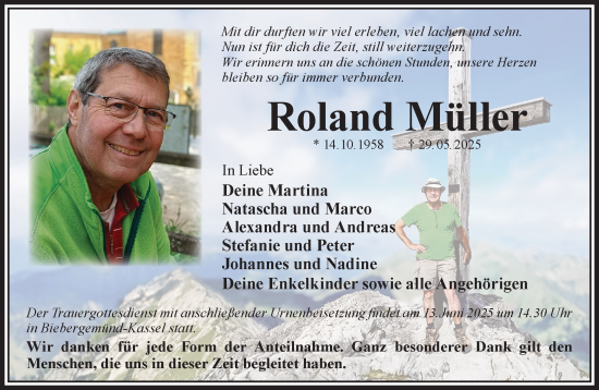 Traueranzeige von Roland Müller von Mittelhessen-Bote