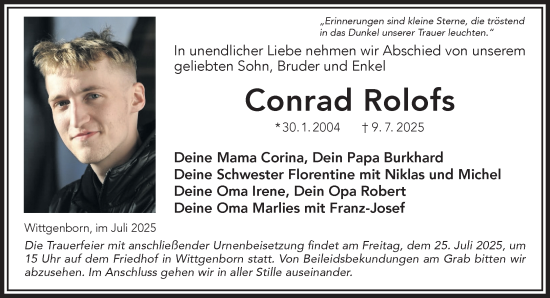 Traueranzeige von Conrad Rolofs von Gelnhäuser Neue Zeitung
