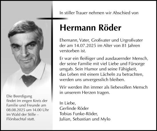 Traueranzeige von Hermann Röder von Gelnhäuser Neue Zeitung