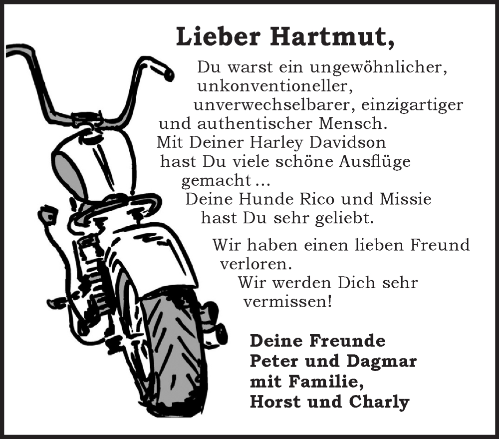  Traueranzeige für Hartmut Erbskorn vom 16.08.2025 aus Mittelhessen-Bote