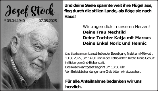 Traueranzeige von Josef Stock von Gelnhäuser Neue Zeitung