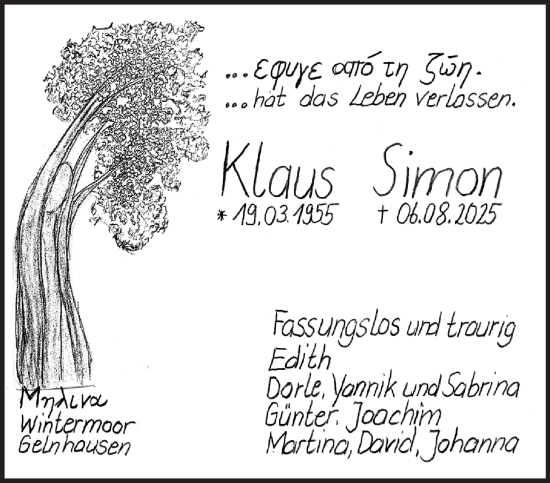 Traueranzeige von Klaus Simon von Gelnhäuser Neue Zeitung