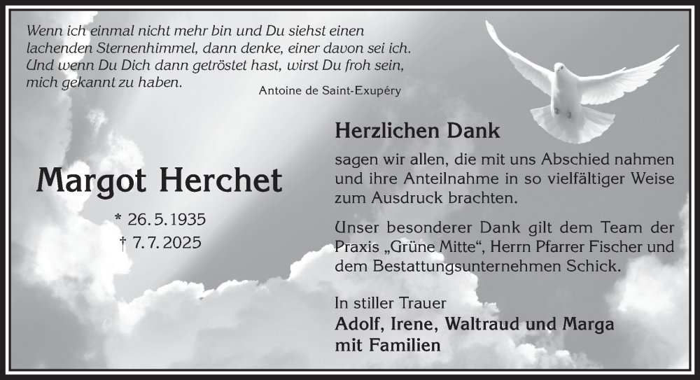  Traueranzeige für Margot Herchet vom 09.08.2025 aus Gelnhäuser Neue Zeitung