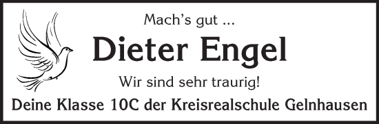 Traueranzeige von Dieter Engel von Gelnhäuser Neue Zeitung
