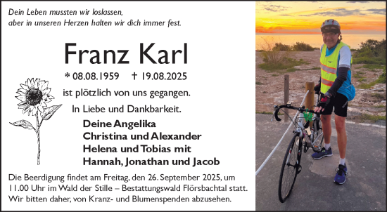 Traueranzeige von Franz Karl von Gelnhäuser Neue Zeitung