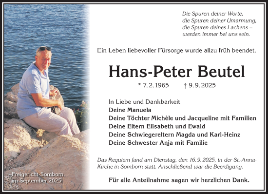 Traueranzeige von Hans-Peter Beutel von Mittelhessen-Bote