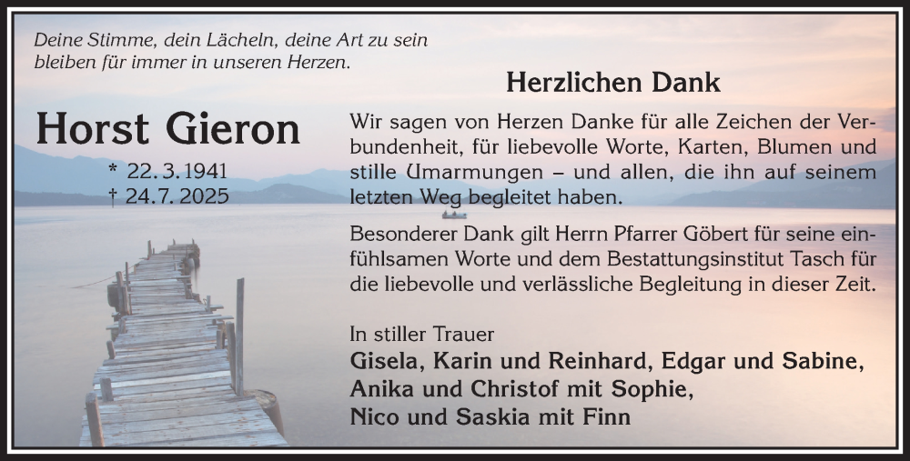  Traueranzeige für Horst Gieron vom 06.09.2025 aus Gelnhäuser Neue Zeitung