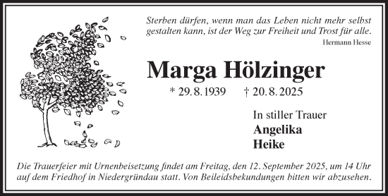 Traueranzeige von Marga Hölzinger von Gelnhäuser Neue Zeitung