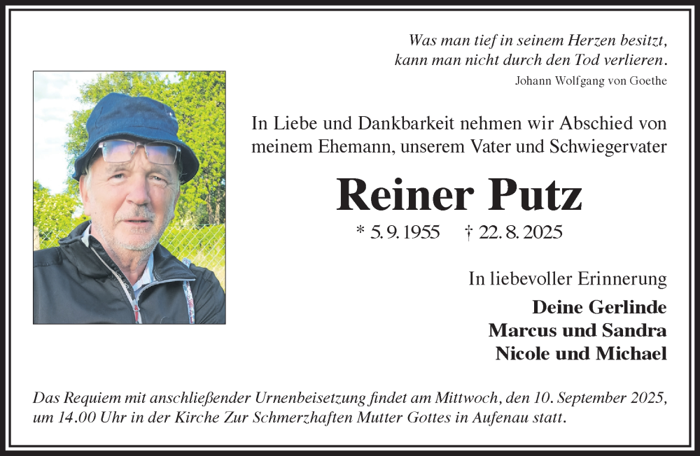  Traueranzeige für Reiner Putz vom 06.09.2025 aus Gelnhäuser Neue Zeitung