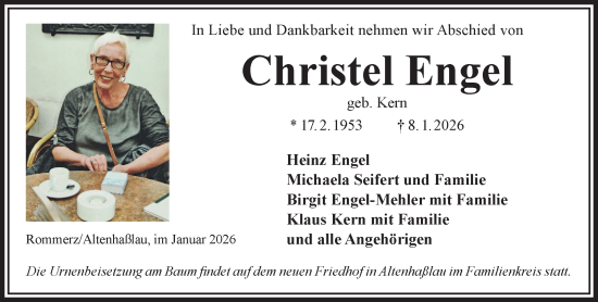 Traueranzeige von Christel Engel von Gelnhäuser Neue Zeitung