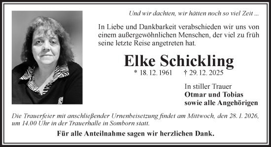 Traueranzeige von Elke Schickling von Gelnhäuser Neue Zeitung