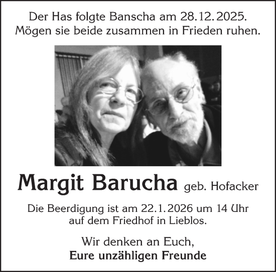 Traueranzeige von Margit Barucha von Gelnhäuser Neue Zeitung