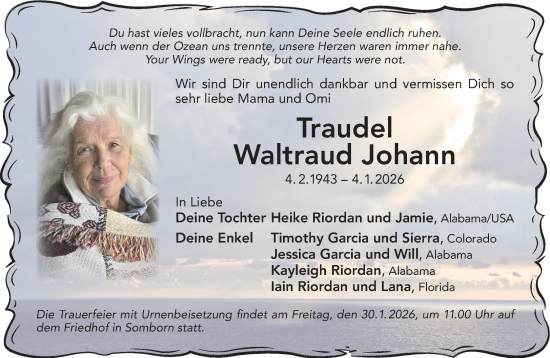 Traueranzeige von Waltraud Johann von Gelnhäuser Neue Zeitung